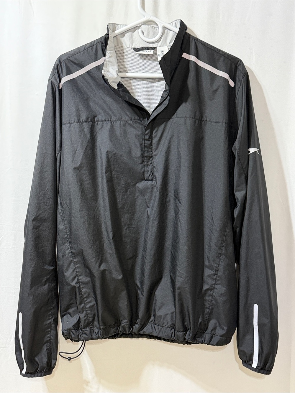 Slazenger Men's Black Windbreaker with White Accents